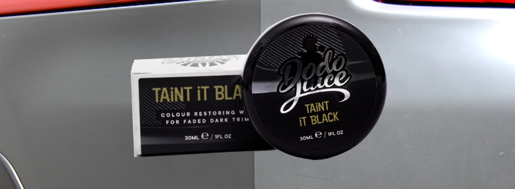 Dodo Juice Taint it Black trim and tyre wax pot on detailing cloth