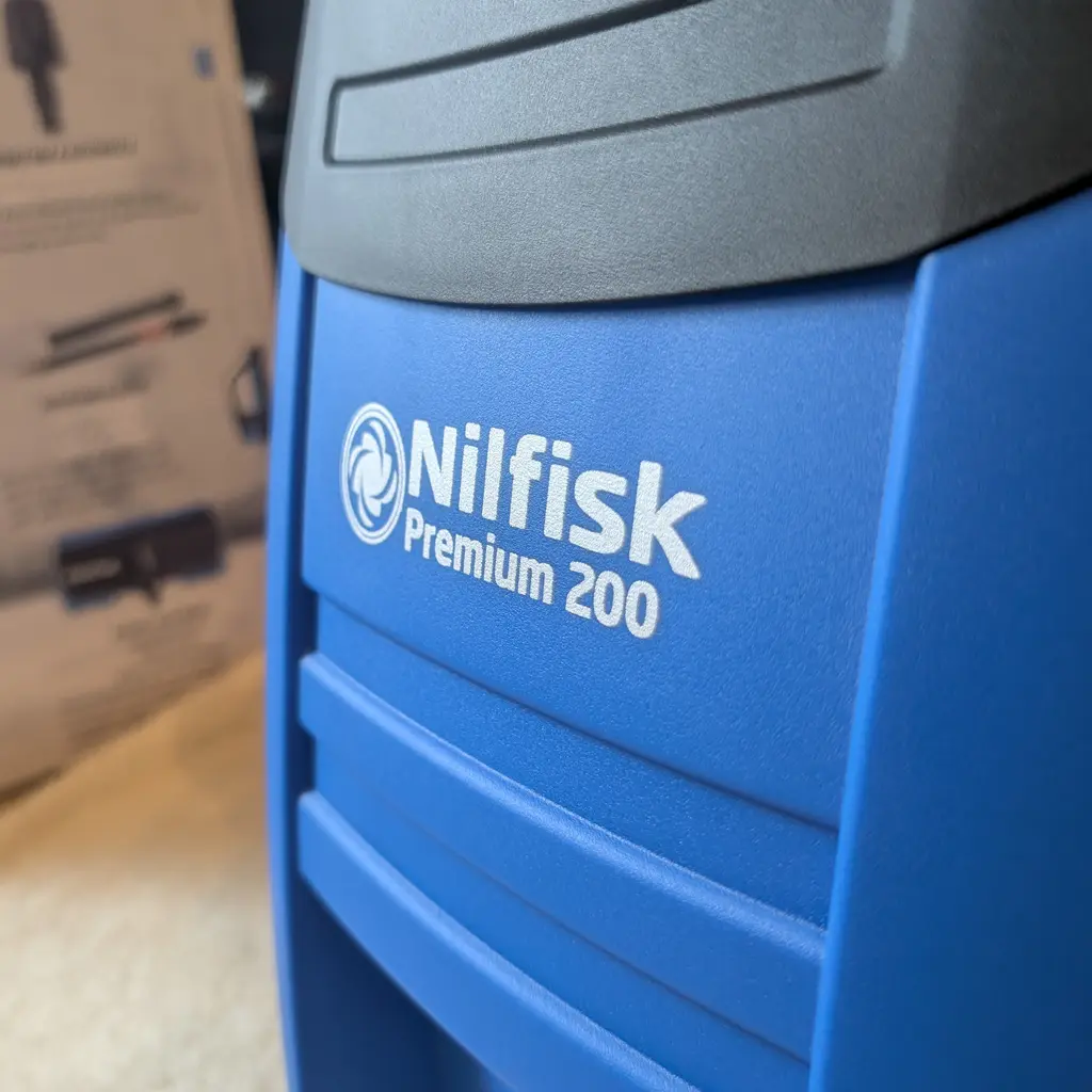 Nilfisk Premium 200 pressure washer front view showing controls and branding