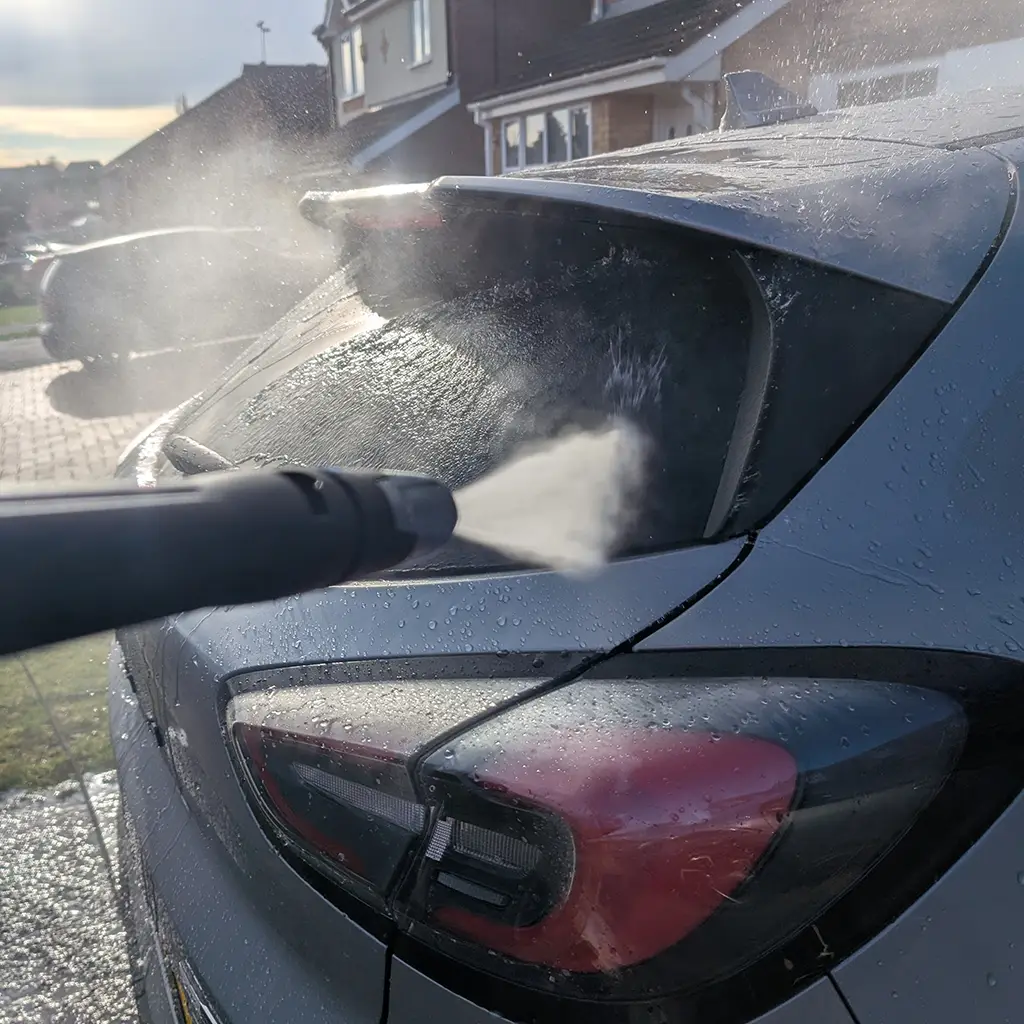 Nilfisk Premium 200 pressure washer used for car washing after three months testing