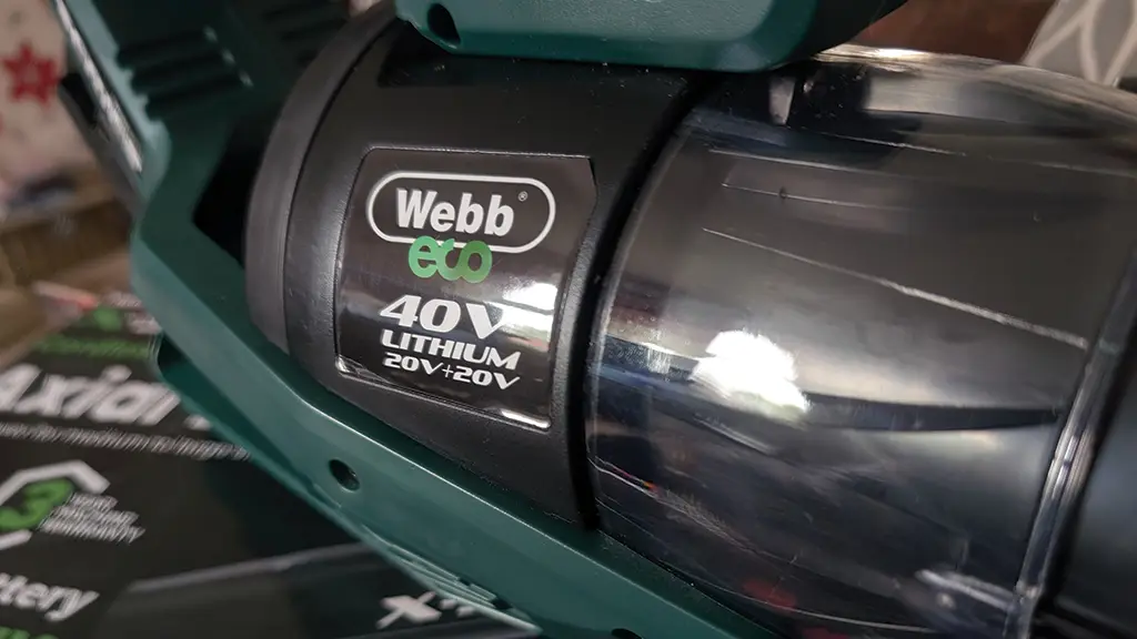 Webb Eco X-SERIES 40V Cordless Axial Blower retail packaging